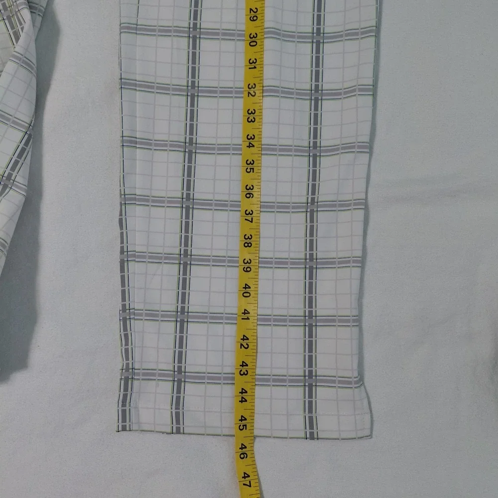 Golf Pants Mens 40 White Gray Golf Chino Standard Plaid Mens Bowling
